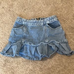 y2k pleated denim mini skirt
